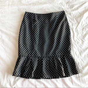 WHBM Polka Dot Ruffled Pencil Skirt